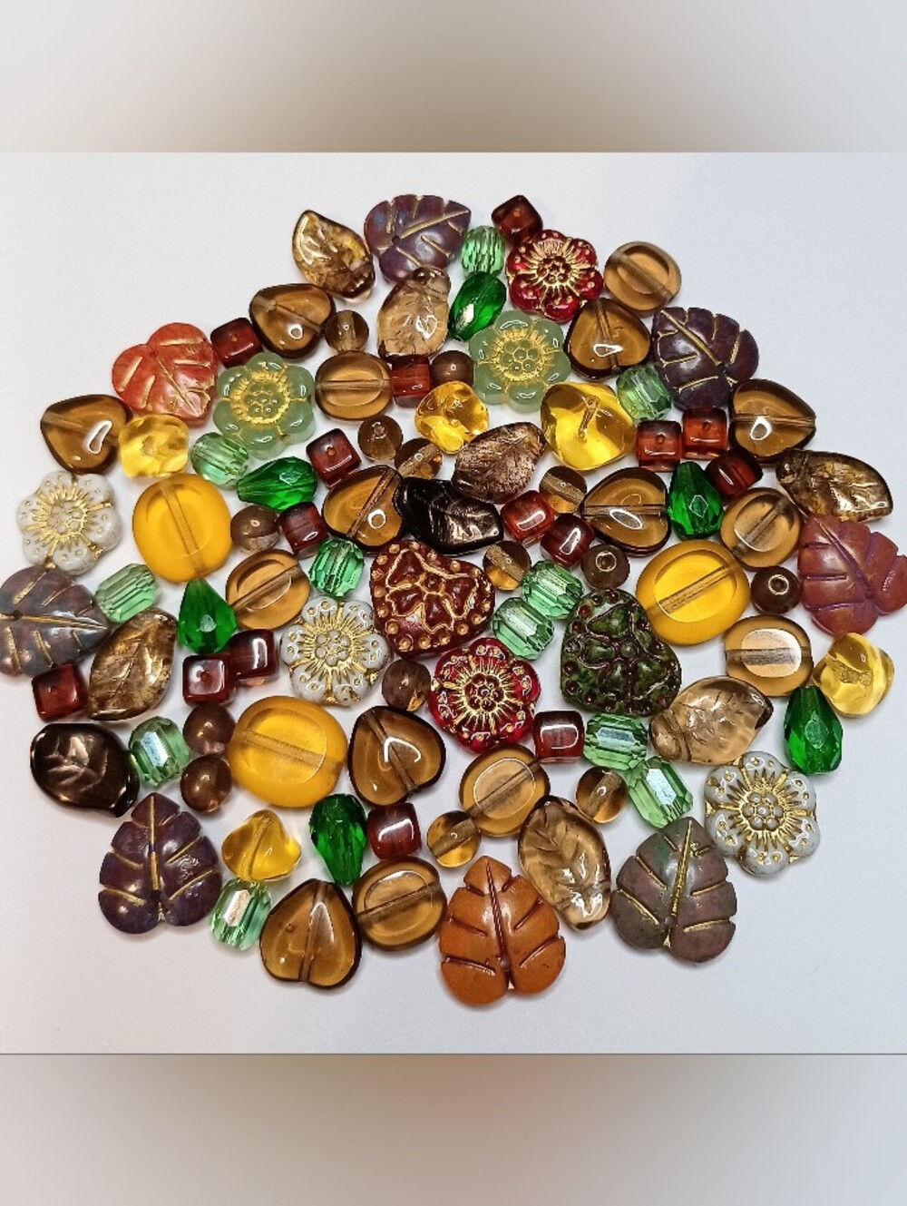 Assorted Glass Beads loose autumn 100pcs Jewelry Making